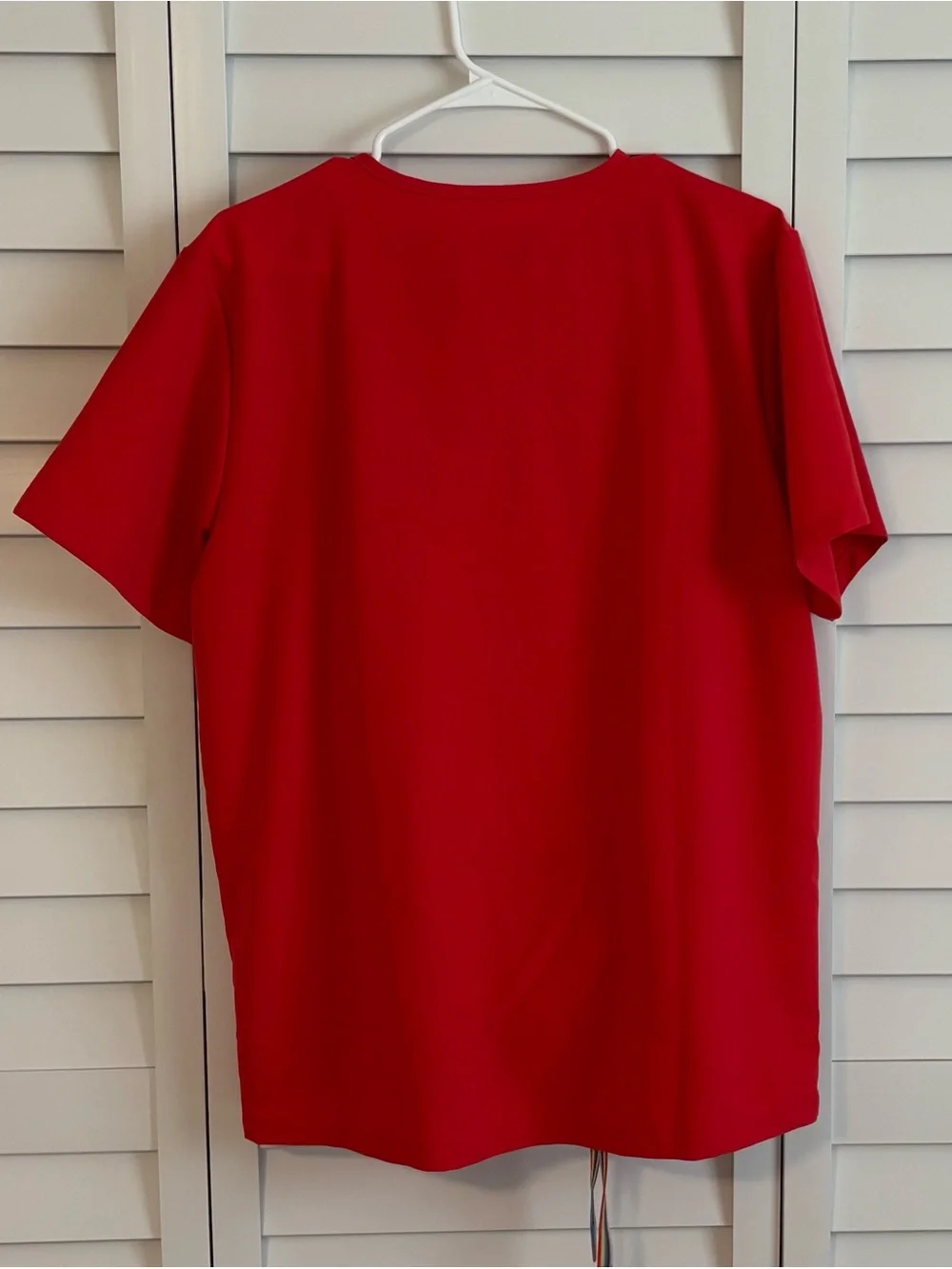 Figs men’s scrub set, medium. Dark coral/red with pride drawstring and tags.